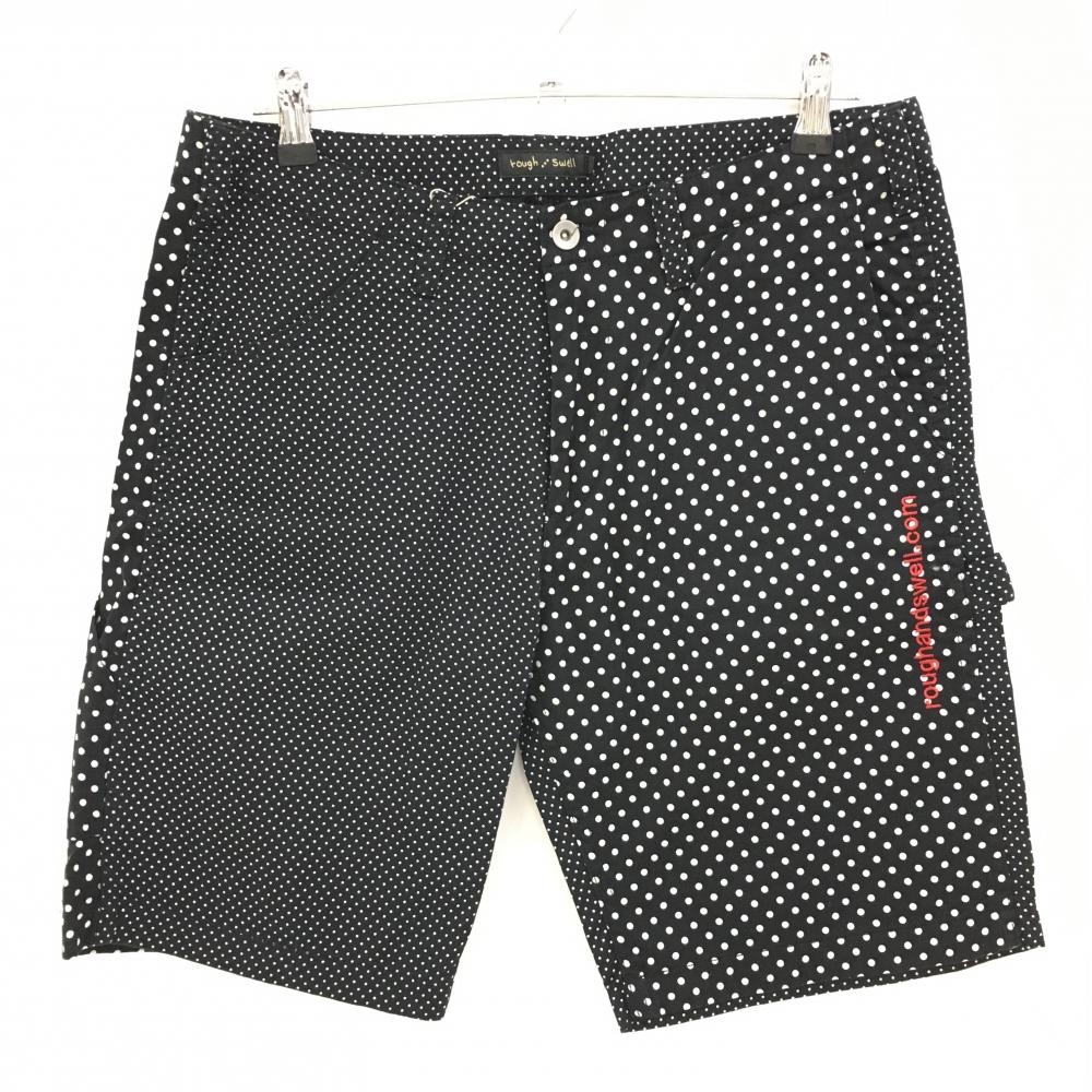 【新品】ラフアンドスウェル ハーフパンツ 黒×白 ドット総柄 コットン100% メンズ L ゴルフウェア rough＆swell