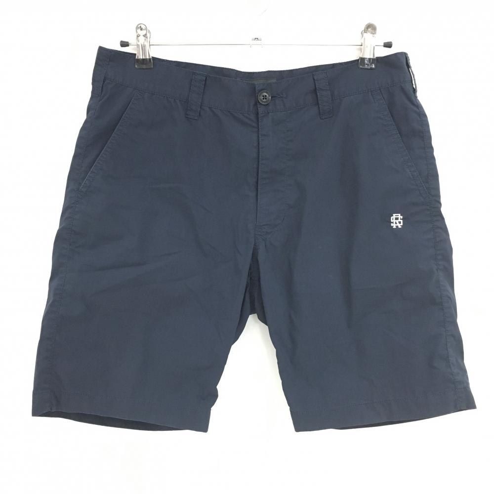 ラフアンドスウェル ハーフパンツ ネイビー ロゴ刺しゅう白 裏地メッシュ メンズ M ゴルフウェア rough＆swell