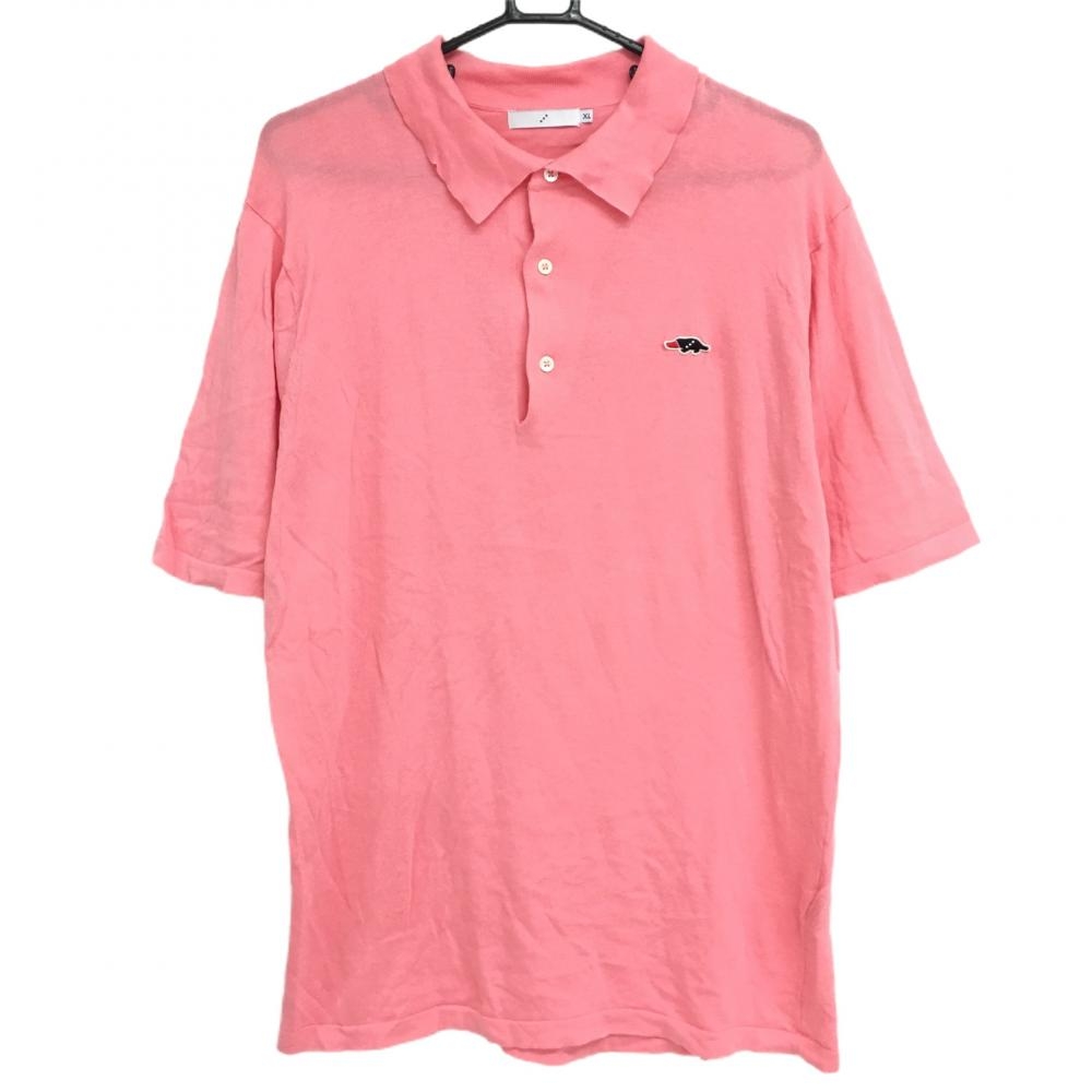 ラフアンドスウェル 半袖ニットポロシャツ ピンク コットン100％ メンズ XL ゴルフウェア rough＆swell