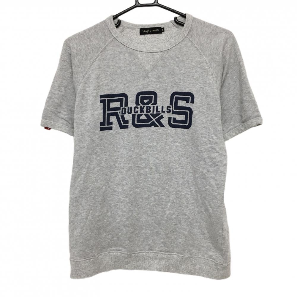 ラフアンドスウェル トレーナー グレー×ネイビー フロントプリント メンズ S ゴルフウェア rough＆swell