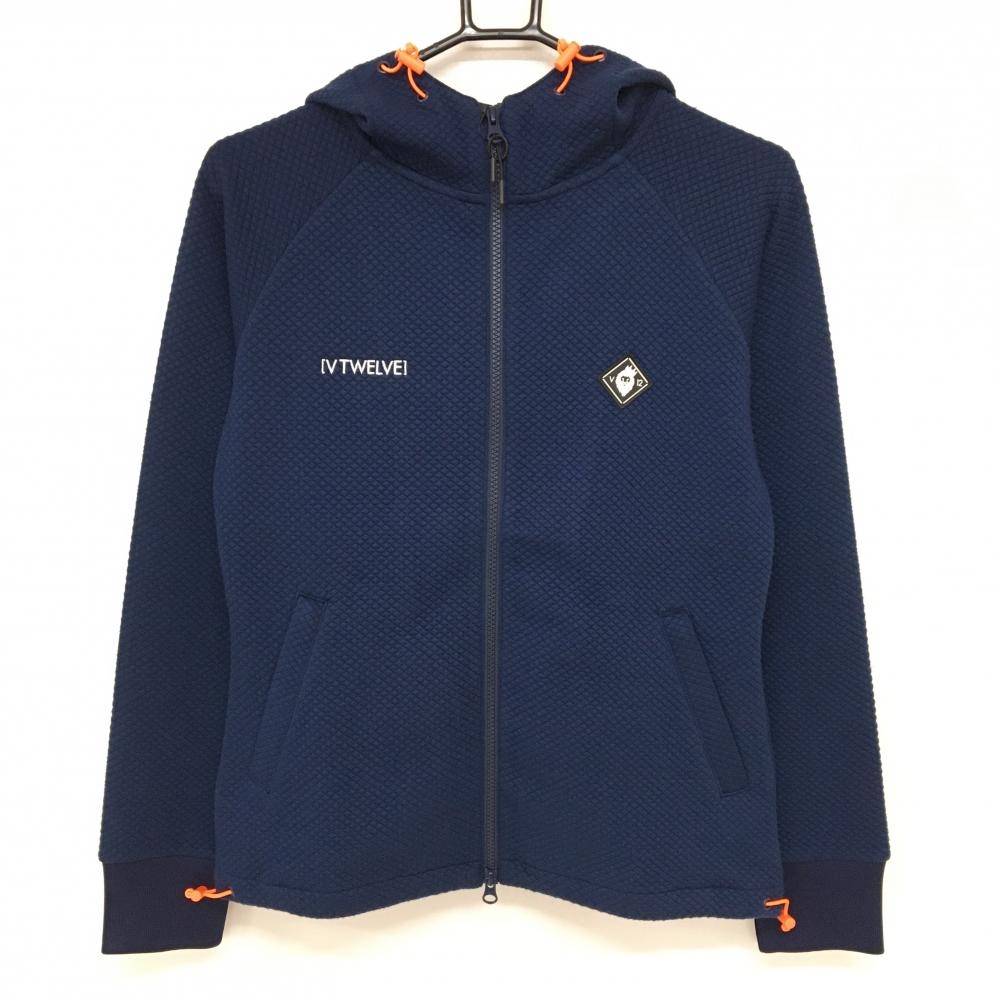 【新品】V12 ジャケット ネイビー×白 バックロゴ ジャカードダンボール素材 レディース 1(M) ゴルフウェア V12
