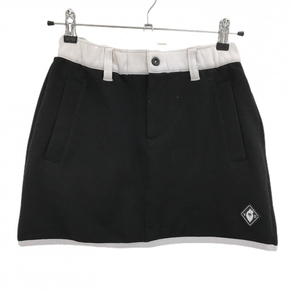 V12 スカート 黒×白 ストレッチ ウエストゴム  レディース 1(M) ゴルフウェア V12