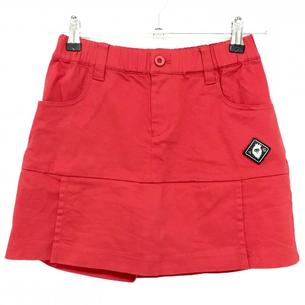 【美品】V12 スカート レッド ウエストゴム 内側パンツ レディース 0(S) ゴルフウェア V12