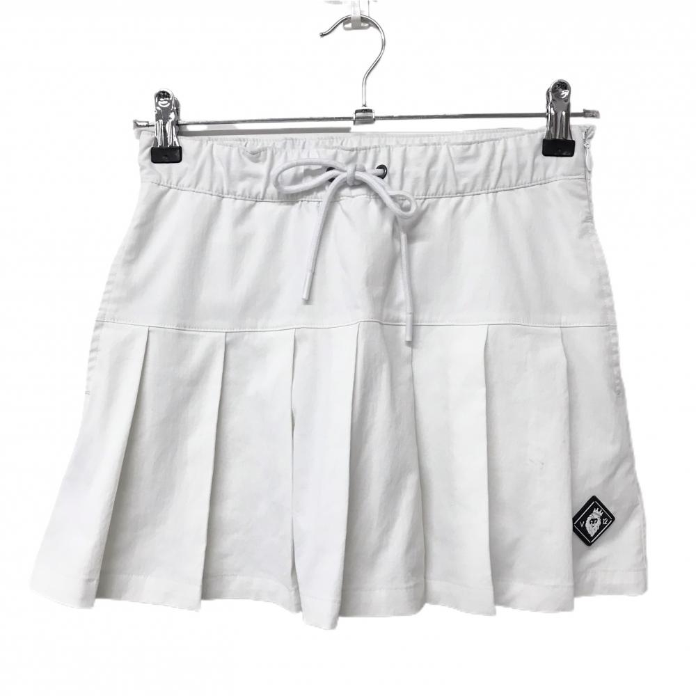 【美品】V12 スカート 白 裾プリーツ 内側インナーパンツ レディース 0(S) ゴルフウェア 2025年モデル V12