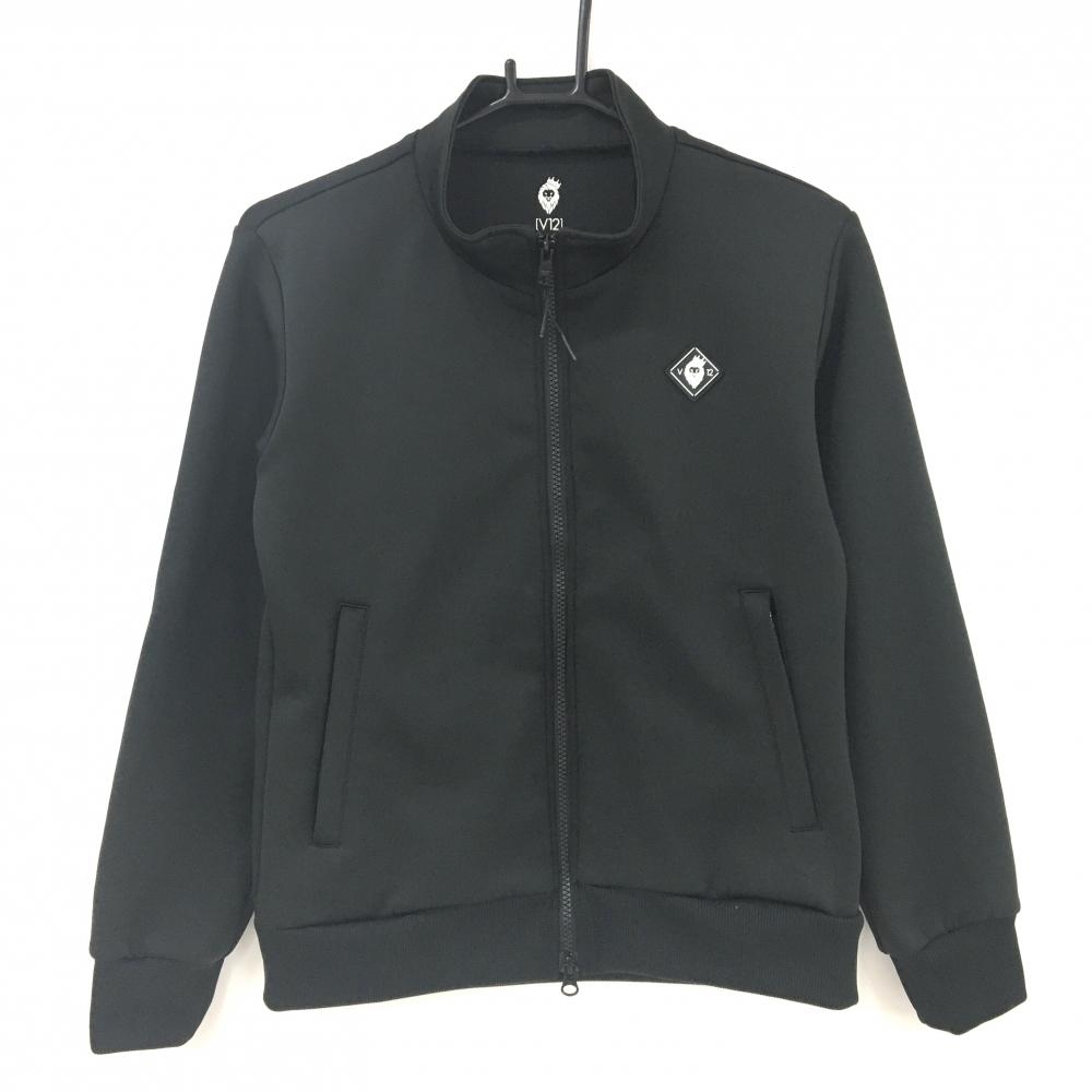 【超美品】V12 ジャケットブルゾン 黒×白 袖ロゴライン 腰ポケット レディース 1(M) ゴルフウェア V12