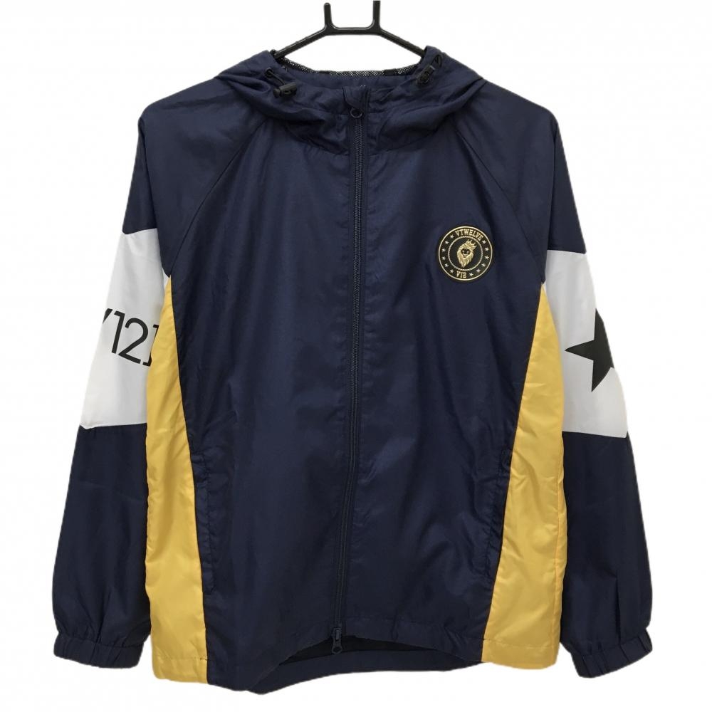 【新品】V12 ジップパーカー ネイビー×白 バックロゴ メッシュ裏地  レディース 1(M) ゴルフウェア V12