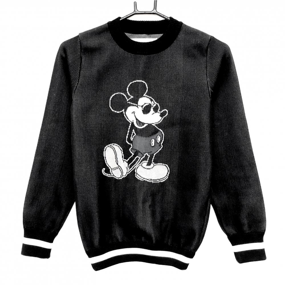【超美品】V12×Disney セーター 黒×白 前面ミッキーマウス バックロゴ レディース 0(S) ゴルフウェア V12
