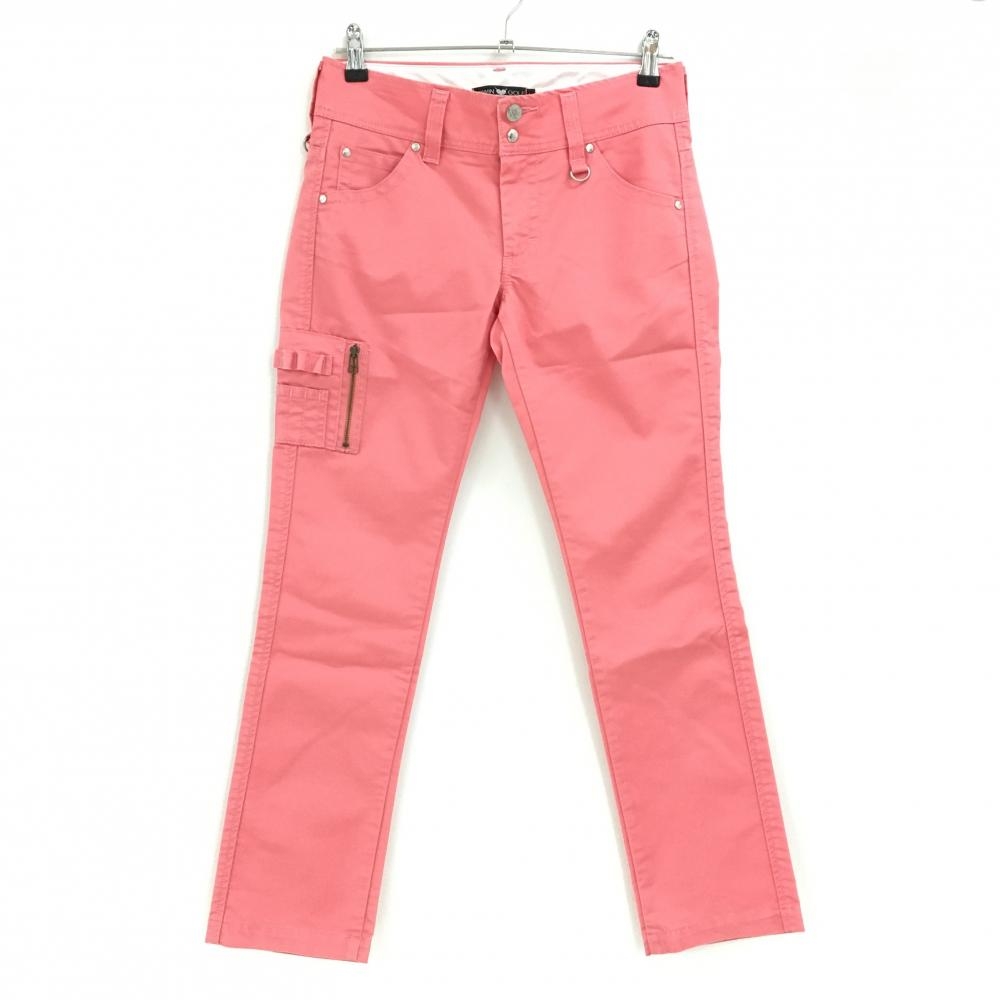 エドウィンゴルフ パンツ ピンク ロゴ刺しゅう ティー装着可 ストレッチ レディース L ゴルフウェア EDWIN GOLF