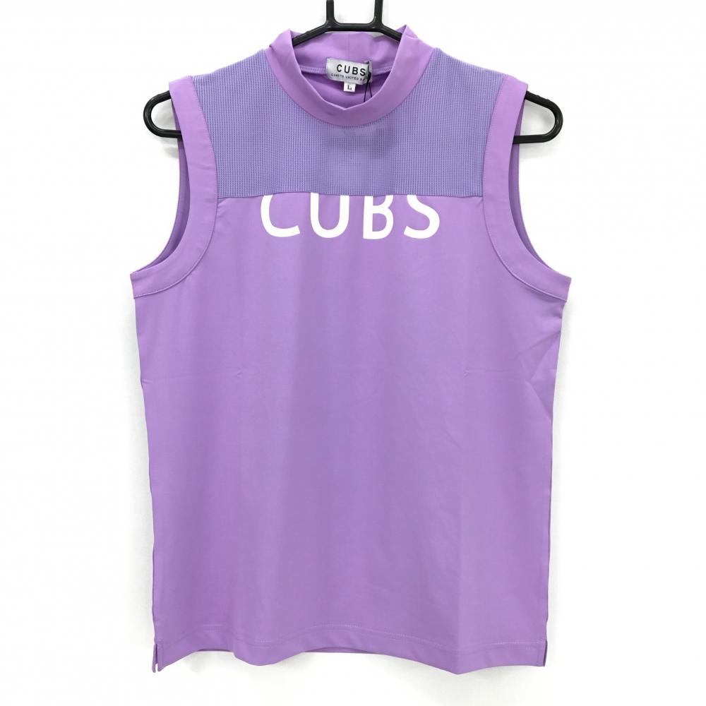 【新品】クアルトユナイテッド ノースリーブハイネックシャツ パープル×白 吸汗速乾 CUBS. レディース L ゴルフウェア CUARTO UNITED