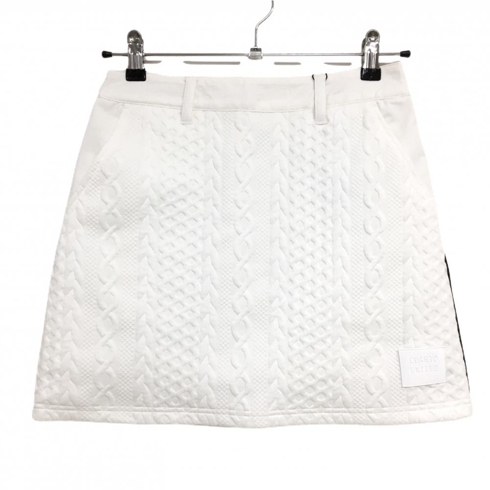 【新品】クアルトユナイテッドベーシック ストレッチスカート 白 異素材 裏地付 レディース S ゴルフウェア CUARTO UNITED