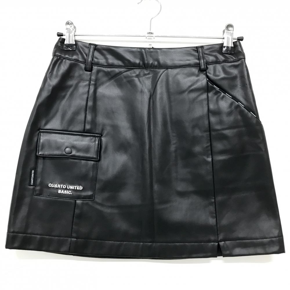 クアルトユナイテッドベーシック スカート 黒 裏起毛 ロゴ刺しゅう  レディース M ゴルフウェア CUARTO UNITED