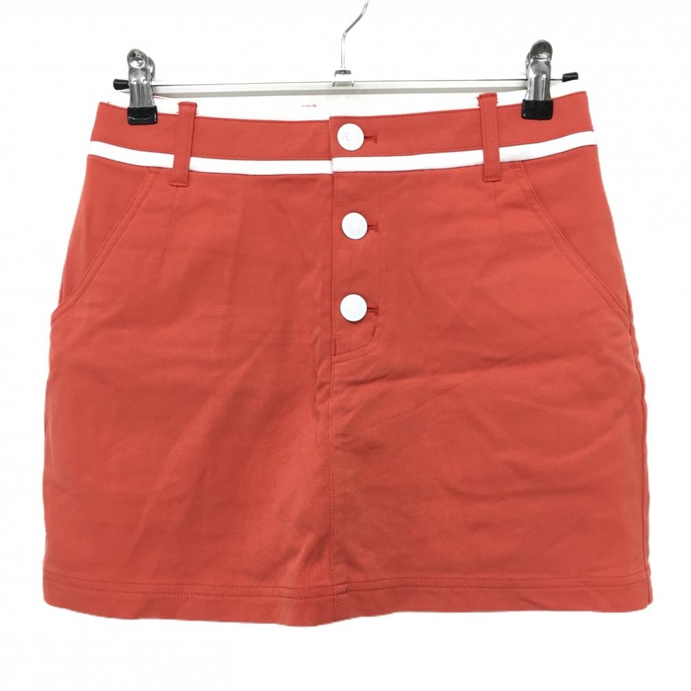 【美品】コルウィン スカート オレンジ×白 内側インナーパンツ レディース 9 ゴルフウェア Kolwin