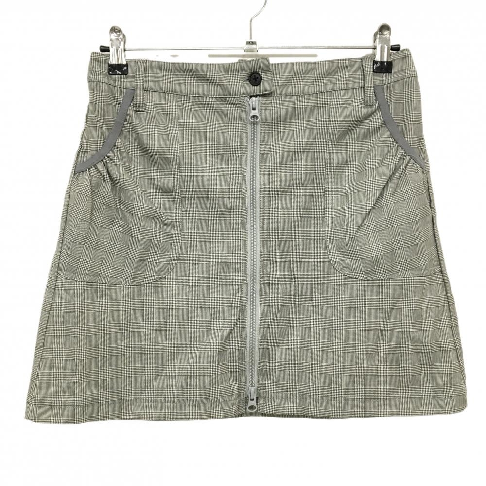 【美品】コルウィン スカート グレー×白 グレンチェック フロントジップ レディース M ゴルフウェア Kolwin