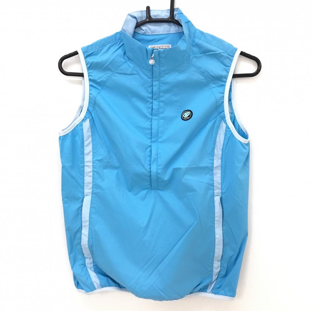 【超美品】コルウィン ナイロンベスト ライトブルー ハーフジップ レディース M ゴルフウェア Kolwin