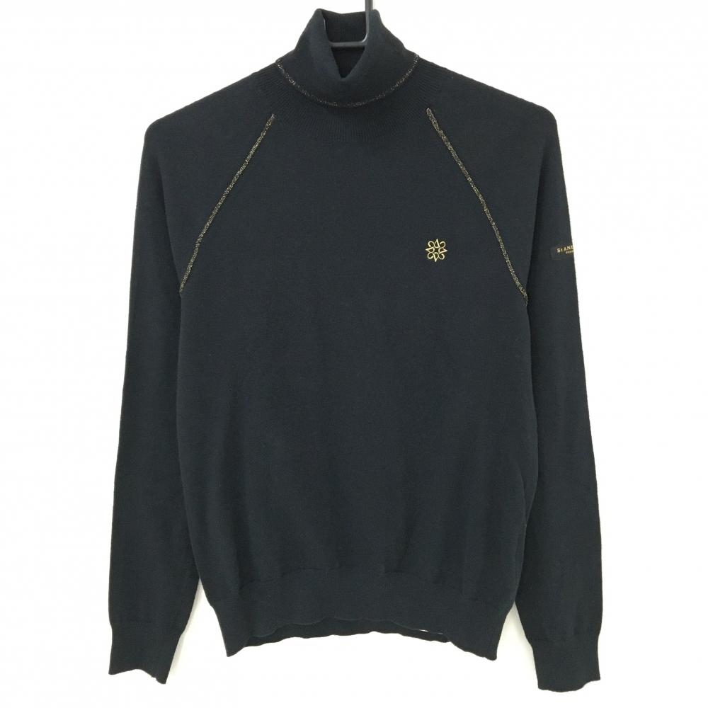 セントアンドリュース セーター 黒×ゴールド ロゴ刺しゅう コットン混 ニット レディース M ゴルフウェア St ANDREWS