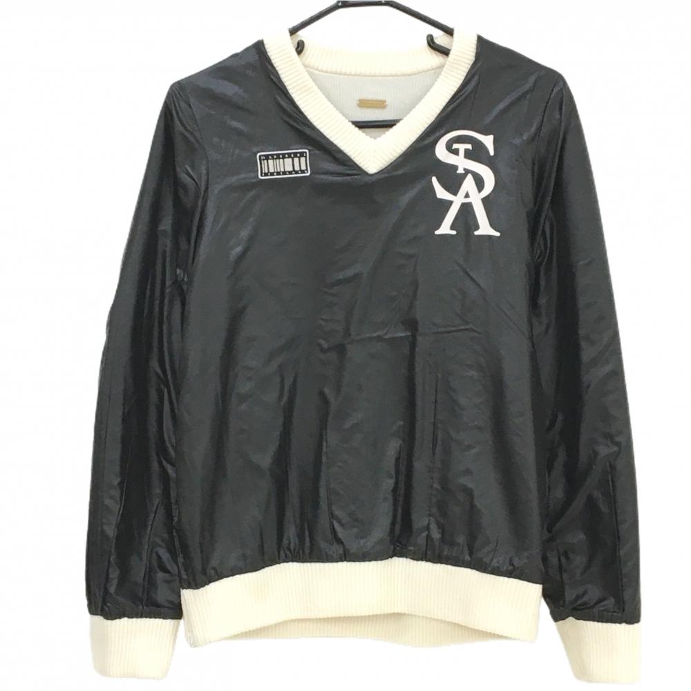 セントアンドリュース リバーシブルスニード 黒×白 裏ニット ウール混 ブルゾン レディース L ゴルフウェア St ANDREWS