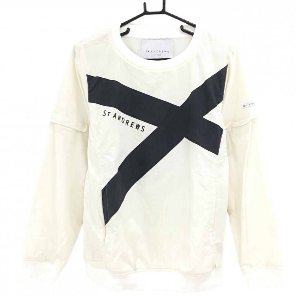 セントアンドリュース 2WAYスニード 白×黒 裏地メッシュ 袖着脱可 ブルゾン レディース L ゴルフウェア St ANDREWS