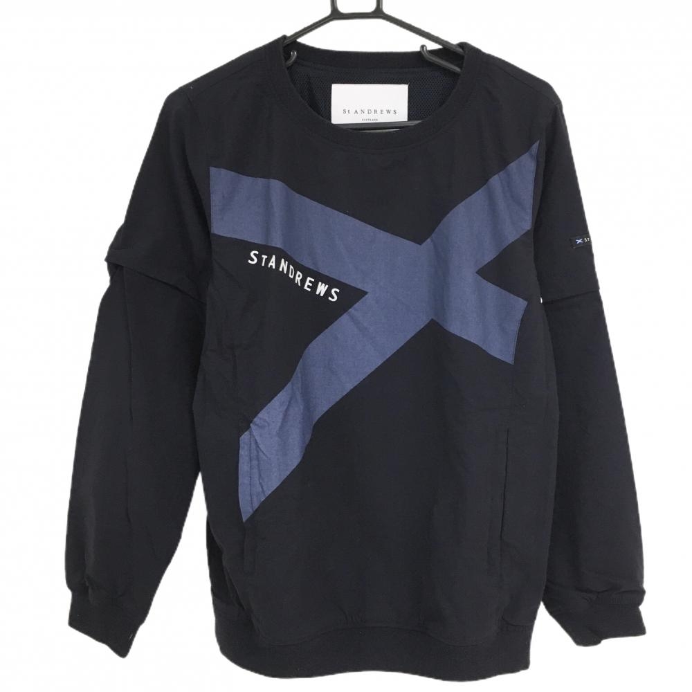 セントアンドリュース 2WAYスニード 黒×ネイビー 裏地メッシュ 袖着脱可 ブルゾン レディース L ゴルフウェア St ANDREWS