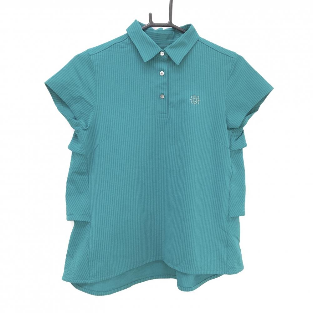 【超美品】セントアンドリュース 半袖ポロシャツ グリーン ストライプ 背面ティアード レディース S ゴルフウェア 2024年モデル St ANDREWS