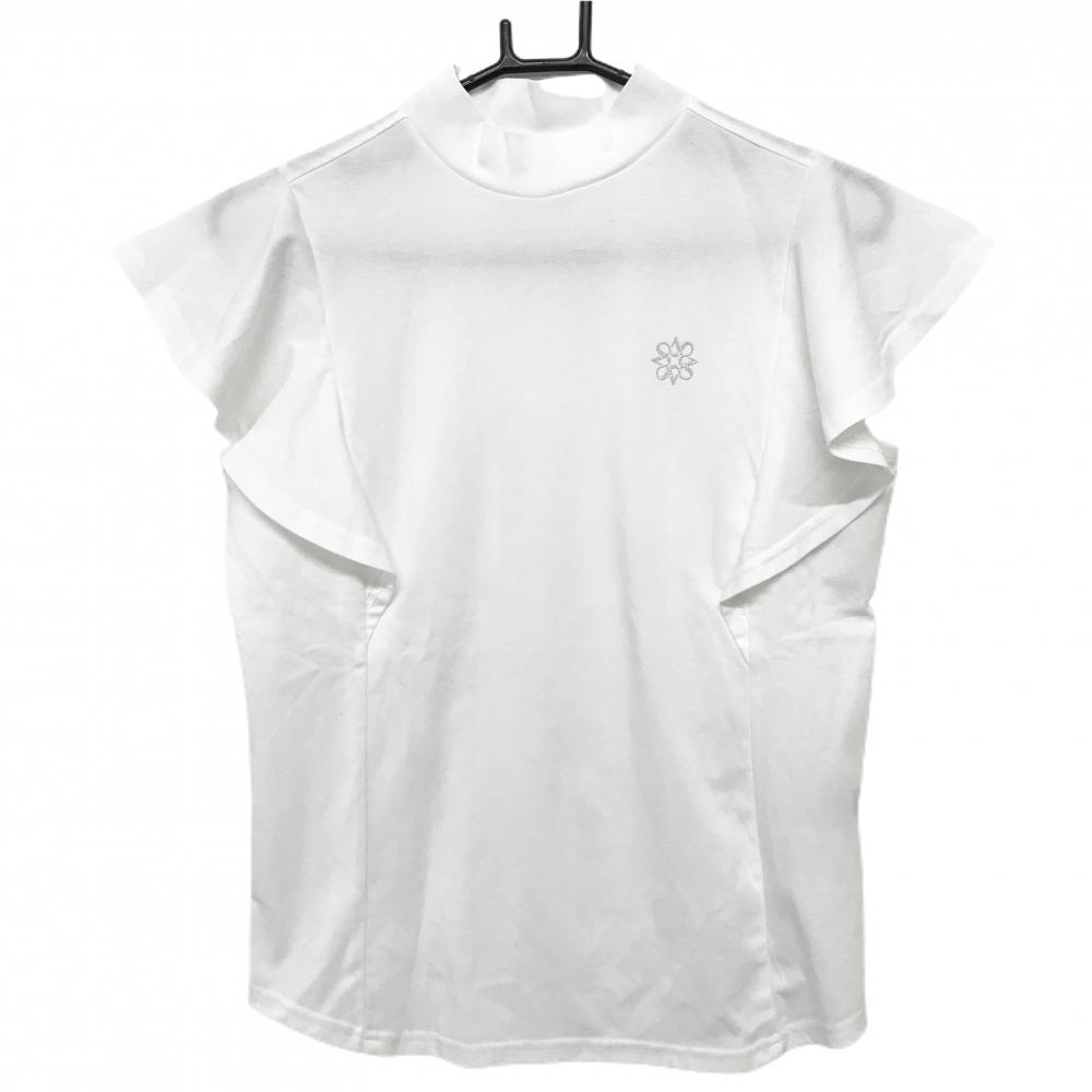 【超美品】セントアンドリュース ノースリーブシャツ 白 ロゴプリント 袖フリル  レディース M ゴルフウェア St ANDREWS