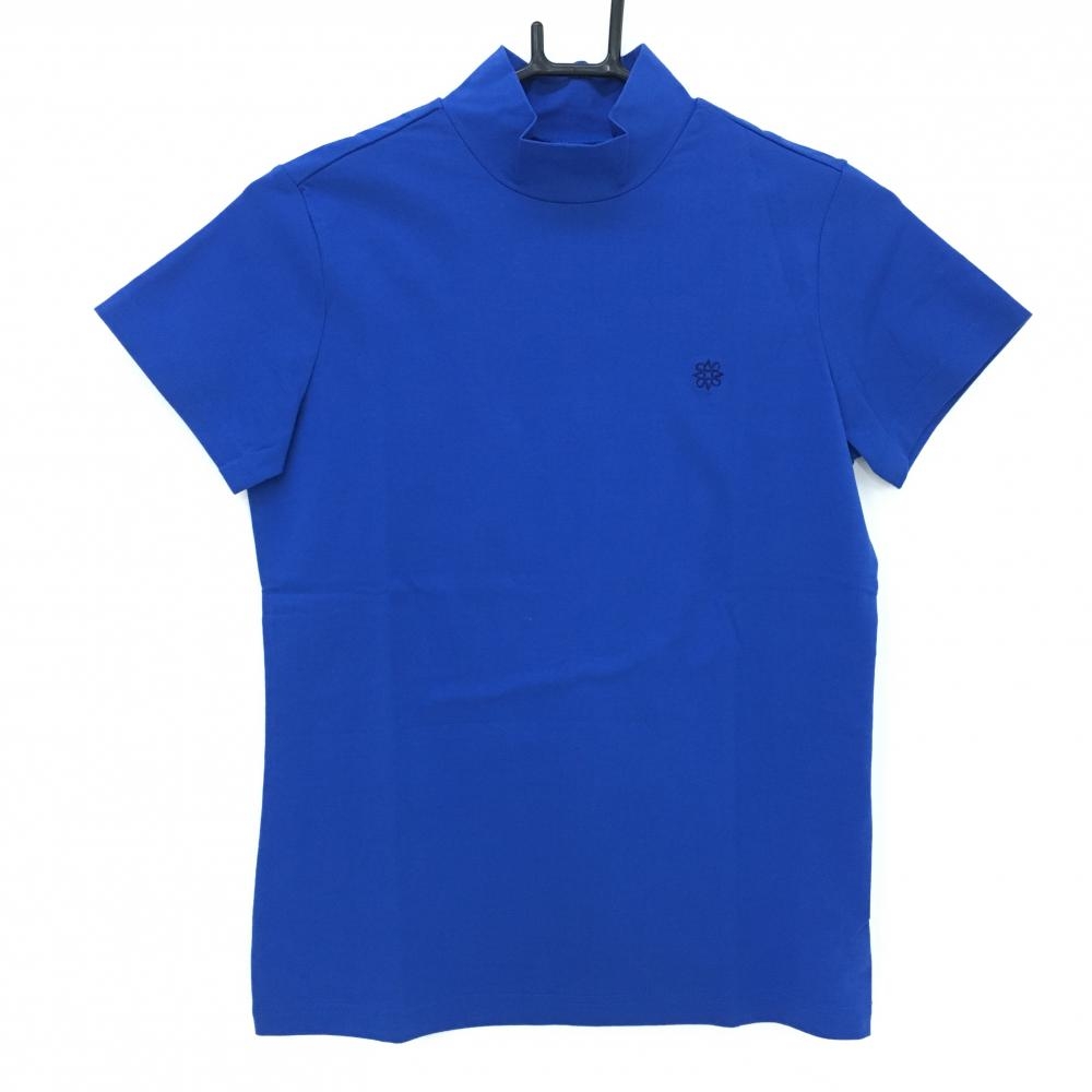 【新品】セントアンドリュース 半袖ハイネックシャツ ブルー ロゴ刺しゅう 日本製 レディース M ゴルフウェア St ANDREWS