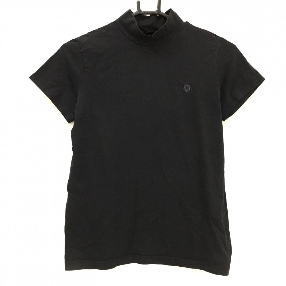 セントアンドリュース 半袖ハイネックシャツ 黒 ロゴ刺しゅう レディース M ゴルフウェア St ANDREWS