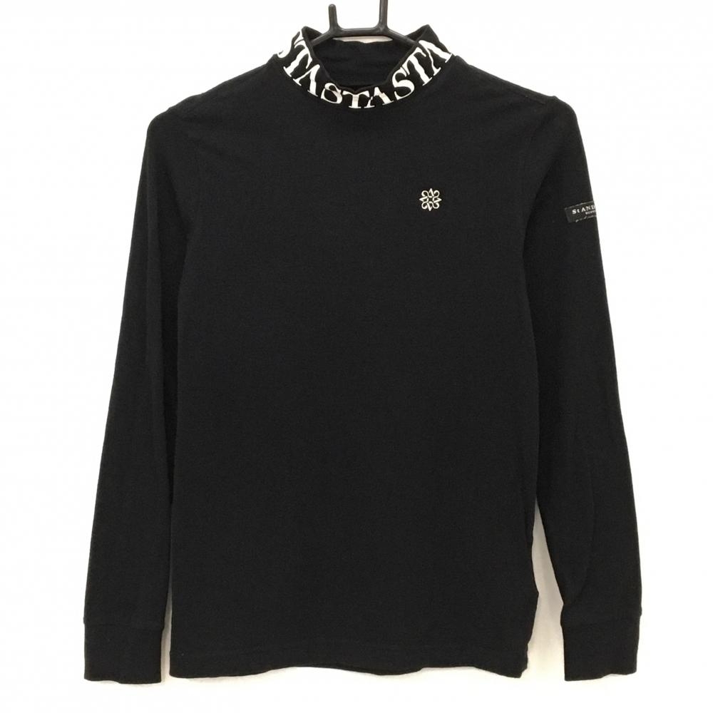 セントアンドリュース 長袖ハイネックシャツ 黒×白 ネックロゴ  レディース M ゴルフウェア St ANDREWS