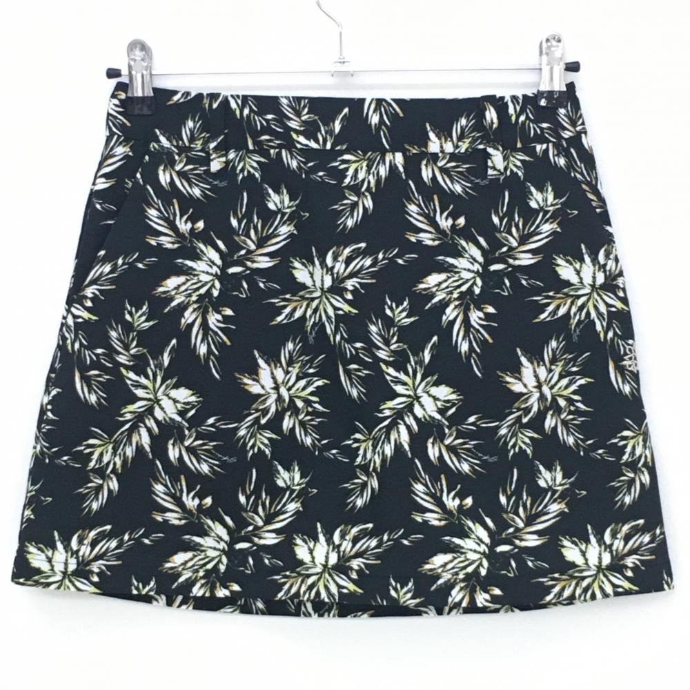 【超美品】セントアンドリュース スカート 黒×イエロー×白 リーフ柄 レディース SS ゴルフウェア St ANDREWS