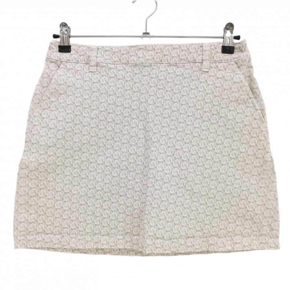 【美品】セントアンドリュース スカート グレージュ×アイボリー 総柄 バックロゴ刺しゅう レディース M ゴルフウェア St ANDREWS