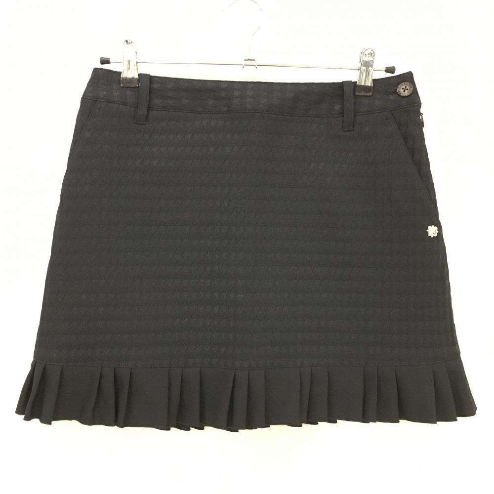 【超美品】セントアンドリュース スカート 黒 織生地 裾プリーツ 裏地付 レディース L ゴルフウェア St ANDREWS