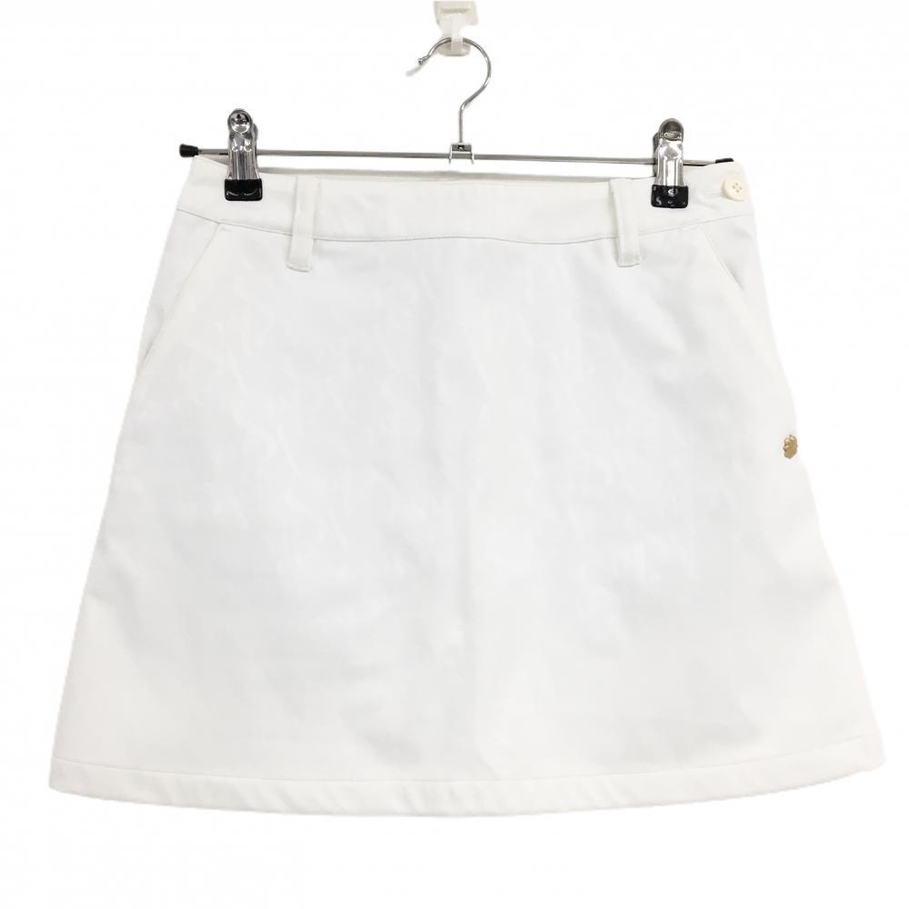 【美品】セントアンドリュース スカート 白 ロゴ地模様 レディース S ゴルフウェア St ANDREWS
