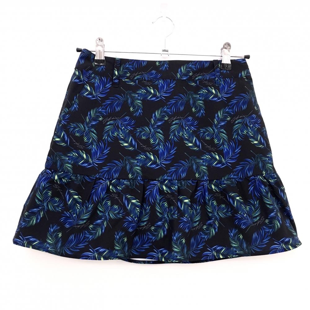 【超美品】セントアンドリュース スカート ネイビー×グリーン 羽総柄 ストレッチ  レディース S ゴルフウェア 2023年モデル St ANDREWS