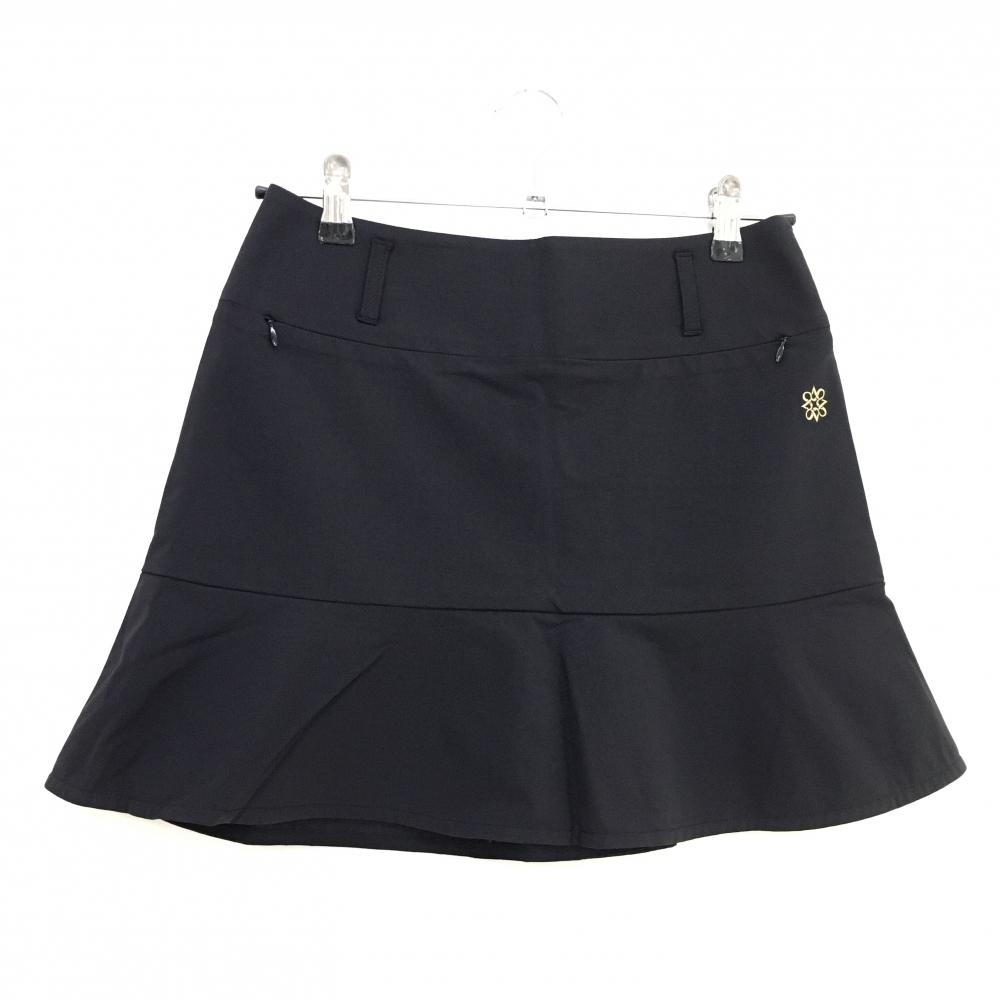 【超美品】セントアンドリュース スカート 黒 ロゴゴールド 裾フレア ストレッチ レディース S ゴルフウェア 2023年モデル St ANDREWS