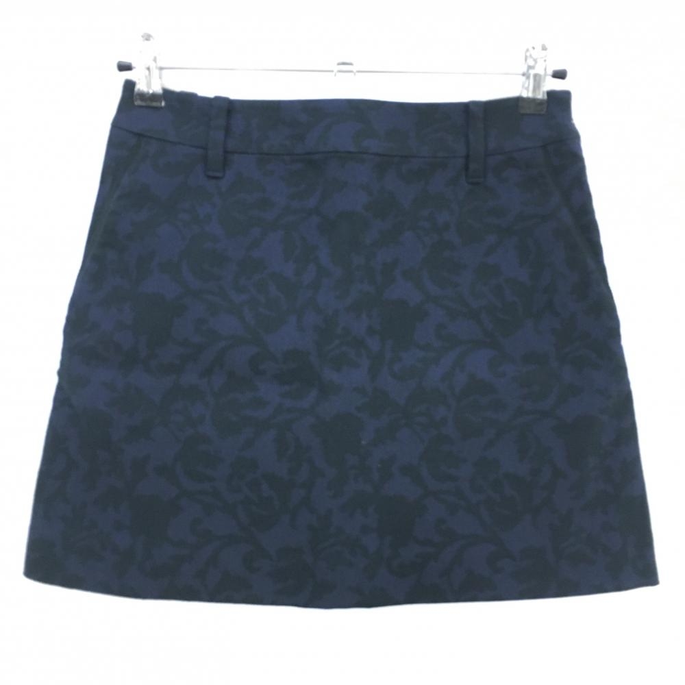 【美品】セントアンドリュース スカート ネイビー×黒 花柄 ロゴゴールド レディース S ゴルフウェア St ANDREWS