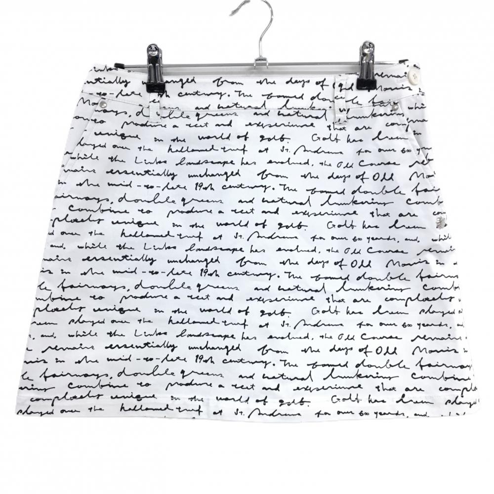 【超美品】セントアンドリュース スカート 白×黒 英字ロゴ総柄 ストレッチ レディース L ゴルフウェア St ANDREWS