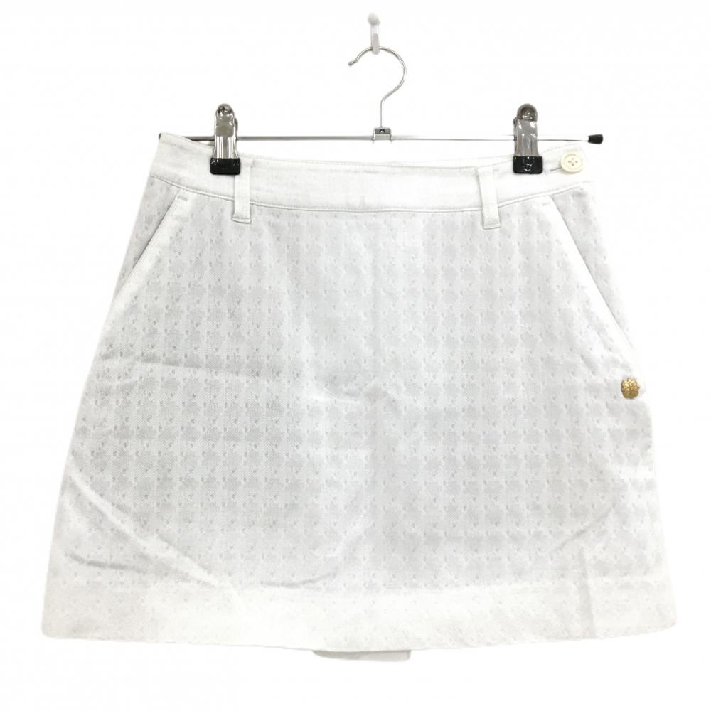 【超美品】セントアンドリュース スカート 白 織生地 ストレッチ 裏地付 織生地 レディース SS ゴルフウェア St ANDREWS