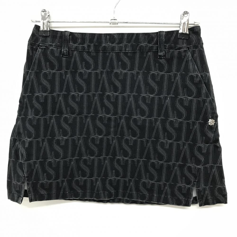 セントアンドリュース スカート 黒×グレー ロゴ総柄 ストレッチ  レディース S ゴルフウェア St ANDREWS