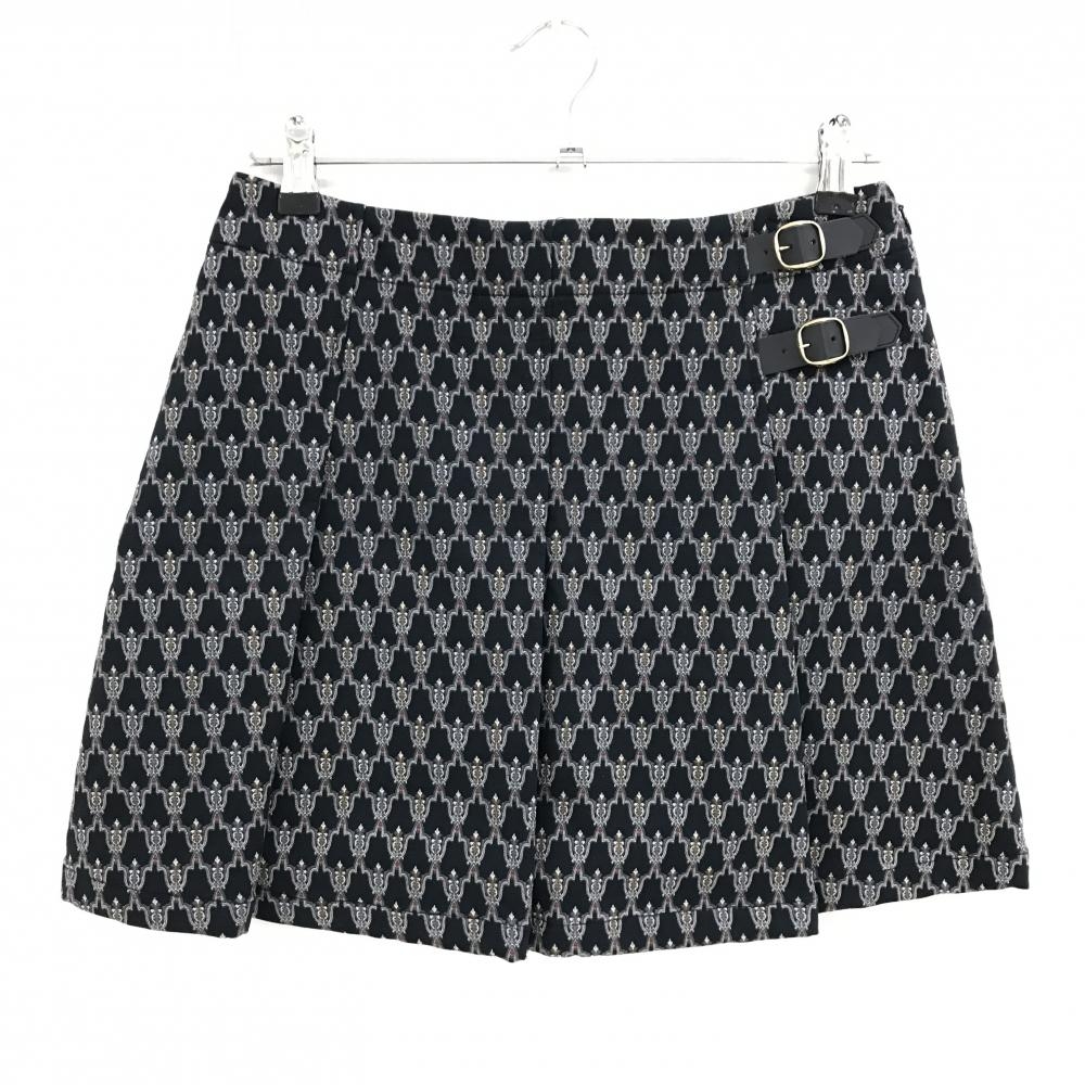 【超美品】セントアンドリュース スカート 黒×グレー 総柄 裏微起毛 レディース M ゴルフウェア St ANDREWS