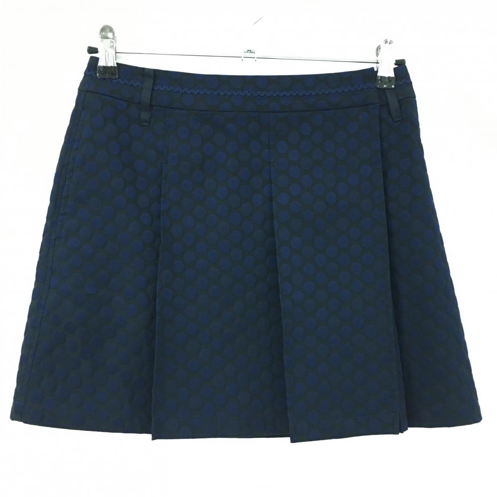 【美品】セントアンドリュース ラップスカート 黒×ネイビー ドット ストレッチ  レディース S ゴルフウェア St ANDREWS