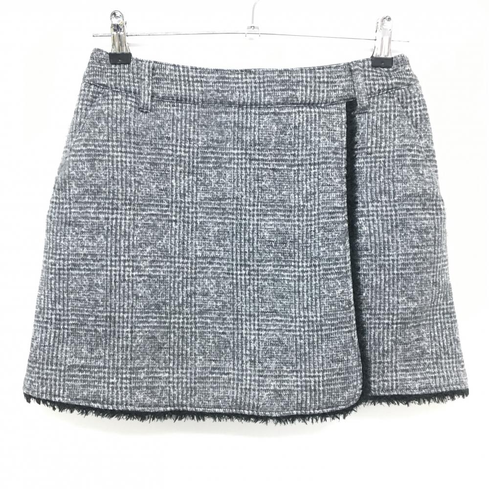 セントアンドリュース スカート グレー×白 チェック柄 縁ボア 裏地付き バックロゴ 厚手 レディース S ゴルフウェア St ANDREWS