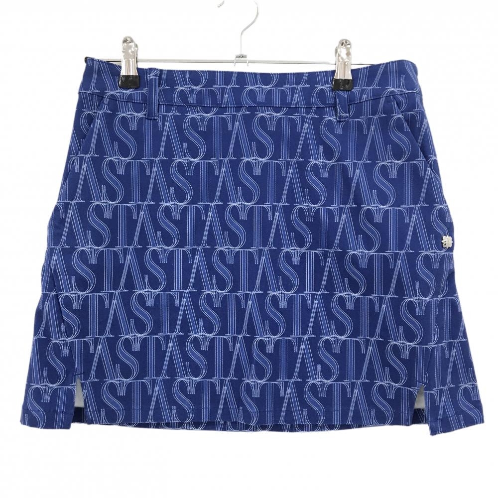 【超美品】セントアンドリュース スカート ブルー×白 英字総柄 立体ロゴ レディース M ゴルフウェア St ANDREWS