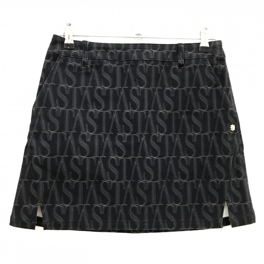 【新品】セントアンドリュース スカート 黒×グレー ロゴ総柄 ストレッチ レディース M ゴルフウェア St ANDREWS