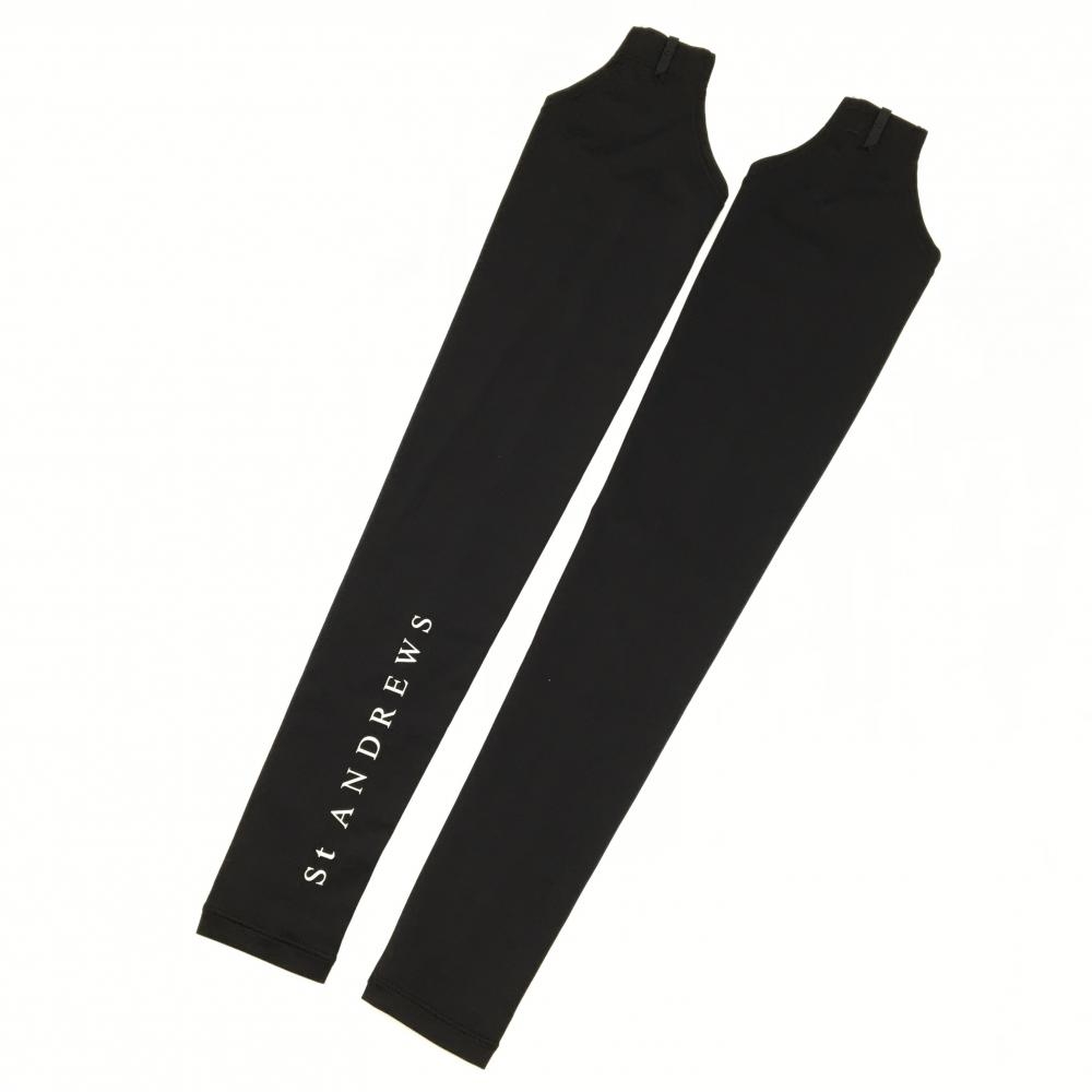 【未使用品】セントアンドリュース アームカバー 黒 ロゴ白 UVカット レディース S/M ゴルフウェア St ANDREWS