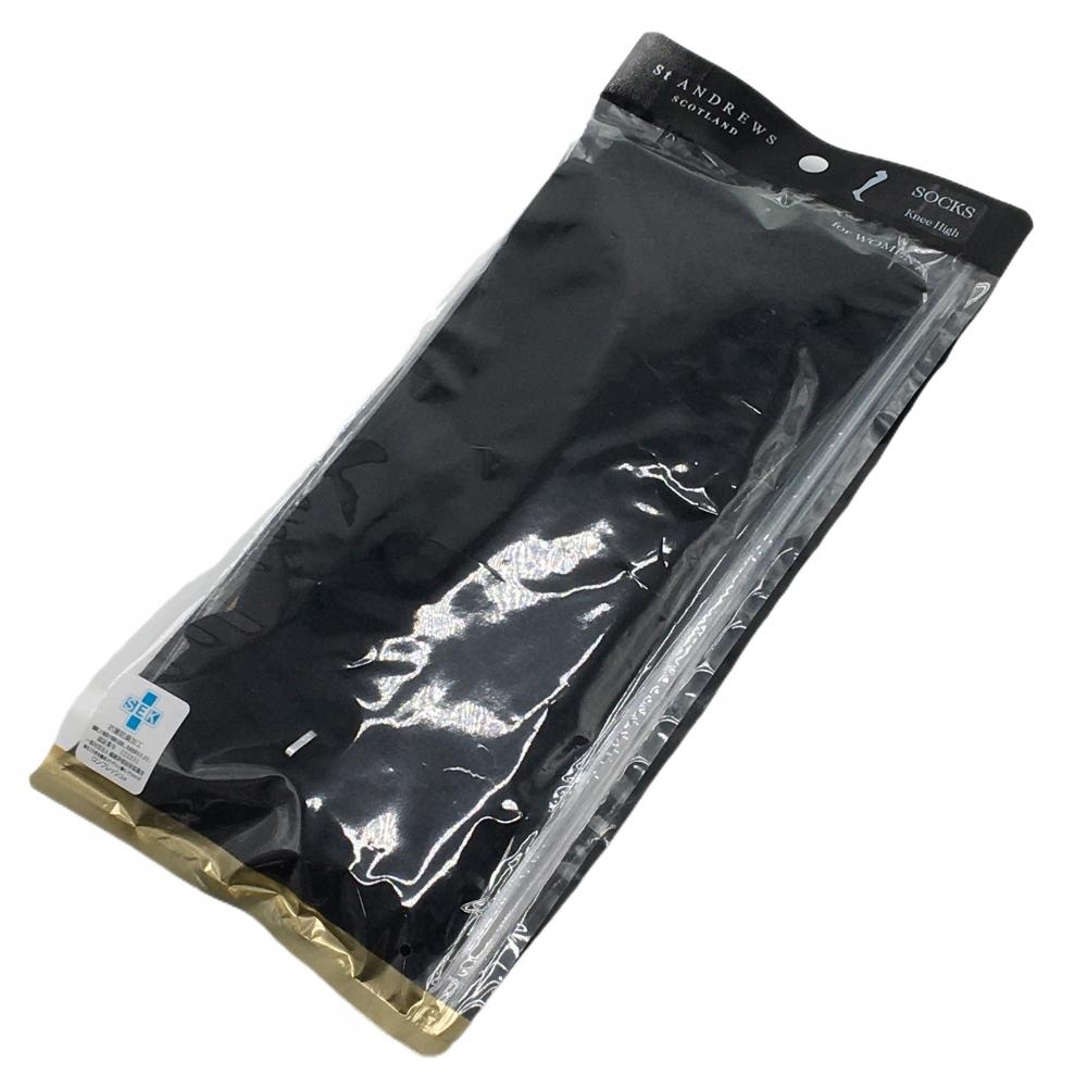【新品】セントアンドリュース ニーハイソックス 黒×ゴールド 抗菌防臭加工 レディース S/M 22.5-25.0 ゴルフウェア St ANDREWS
