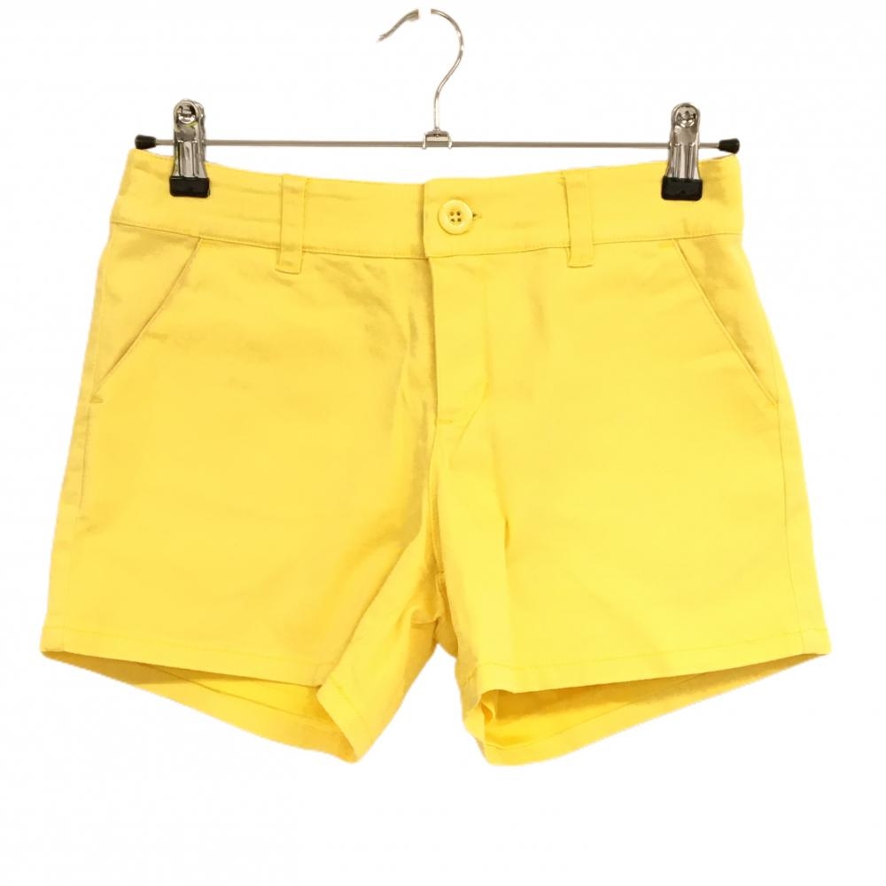 デルソル ショートパンツ イエロー×ネイビー 裏地付 コットン混 ロゴ刺しゅう  レディース M ゴルフウェア DELSOL