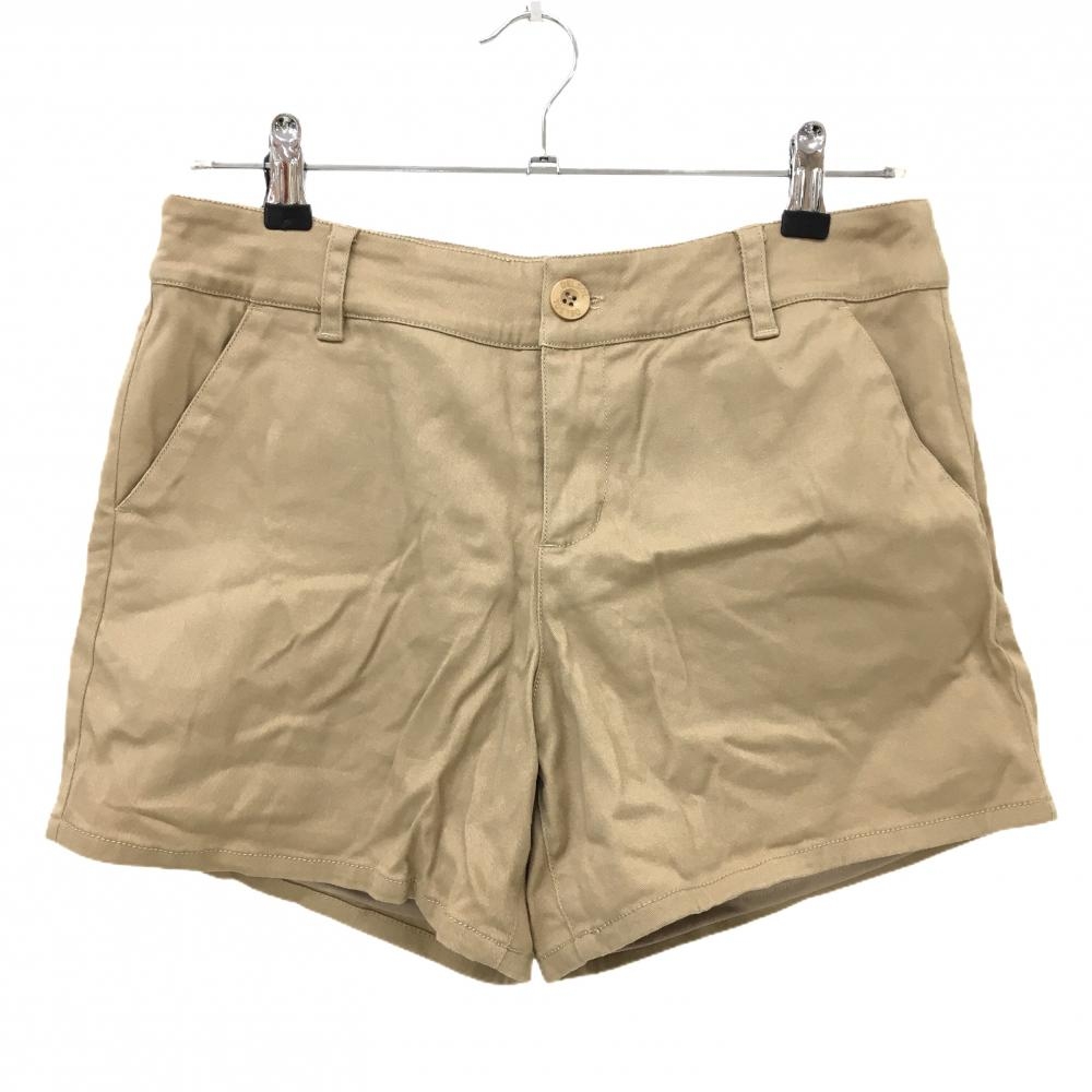 【美品】デルソル ショートパンツ ベージュ×ネイビー シンプル 後ろ刺しゅう レディース L ゴルフウェア DELSOL