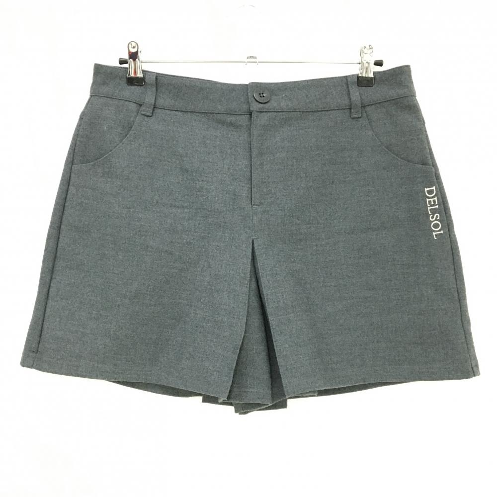 【超美品】デルソル キュロットスカート グレー ロゴ刺しゅう 裏地付き レディース 3L ゴルフウェア 大きいサイズ DELSOL