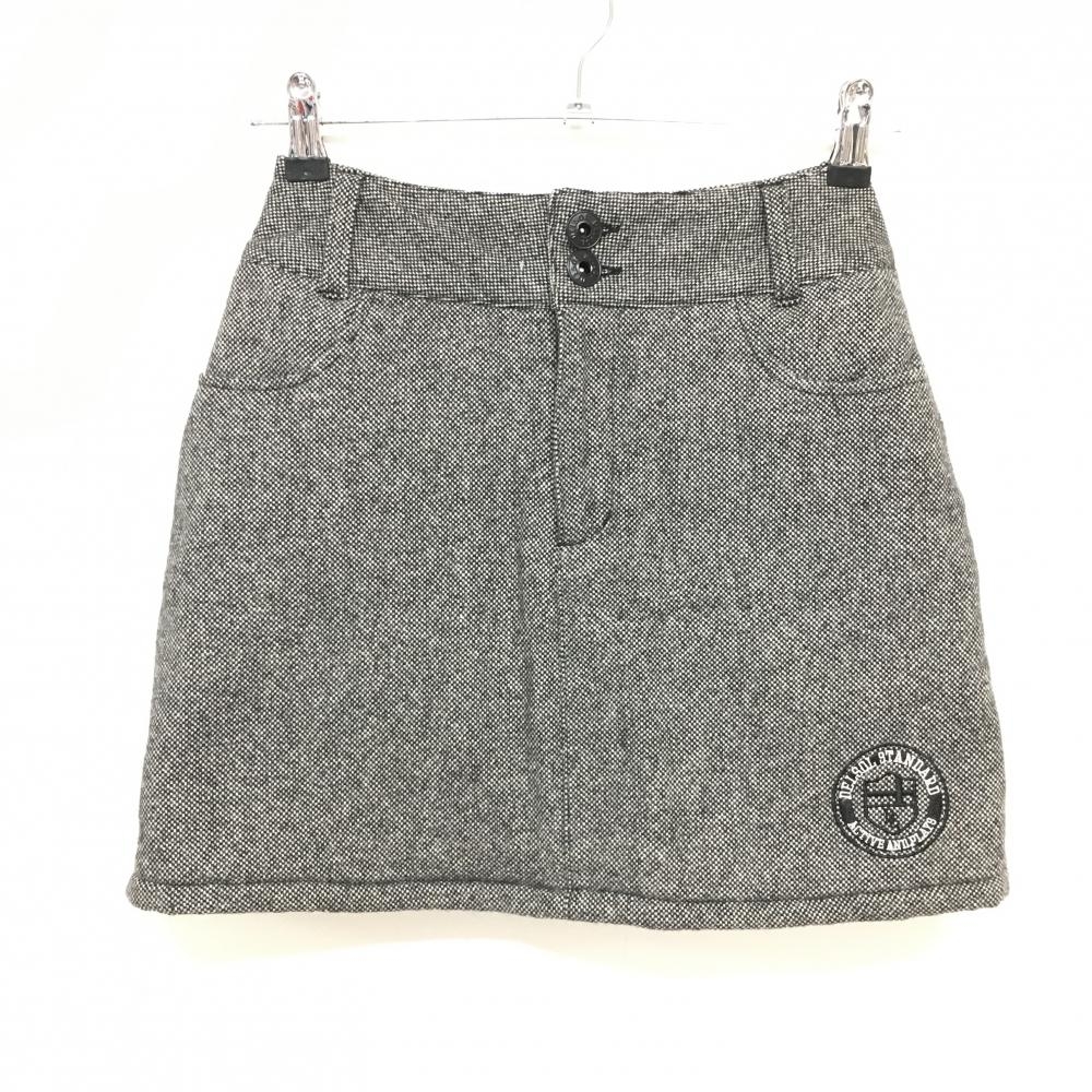 【超美品】デルソル 中綿スカート 黒×白 地模様 ロゴ刺しゅう ウール混  レディース S ゴルフウェア DELSOL