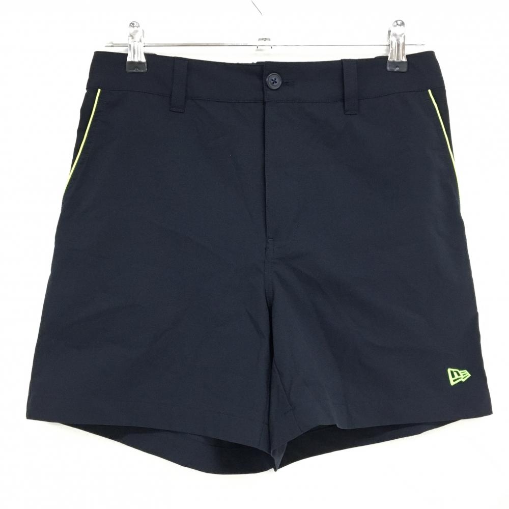ニューエラ ショートパンツ 黒×ネオングリーン パイピングライン ストレッチ レディース LARGE ゴルフウェア New Era