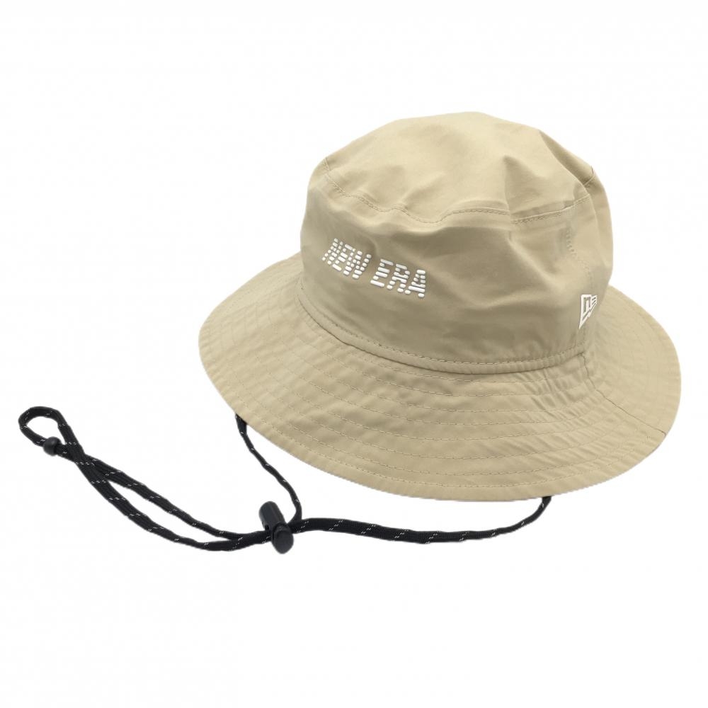【超美品】ニューエラ ハット ベージュ×白 GORE-TEX 紐着脱可 レディース SMALL/MWDIUM ゴルフウェア New Era